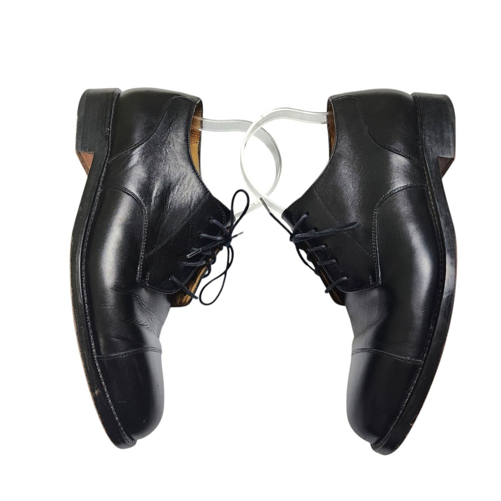 Lands End Mens Black Leather Cap Toe Oxford Dress Shoes Size 8 64546 Brazil